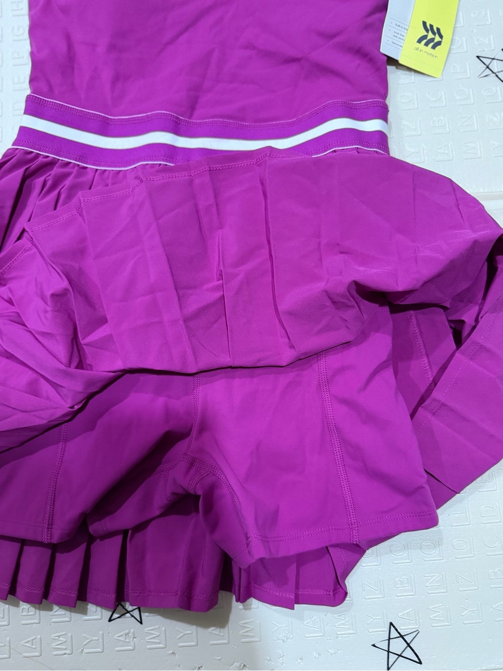 Pleated Tank Dress with Stripe Waistband - Picture 2 of 4
